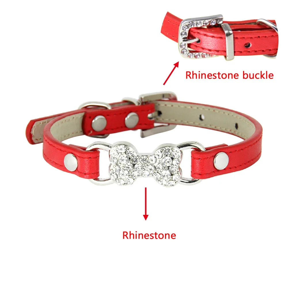 16 Colors Pink Red Cute Rhinestone Bone Dog Collar Pet Intimate Goods for small Dog Puppy Cat Leads Dogs Accessories Chihuahua