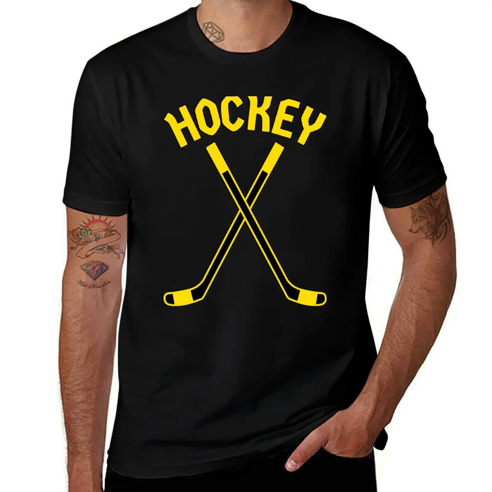 

shirt t t CROSSED shirt ICE man cotton man T-Shirt shirt HOCKEY t cotton STICKS plain man