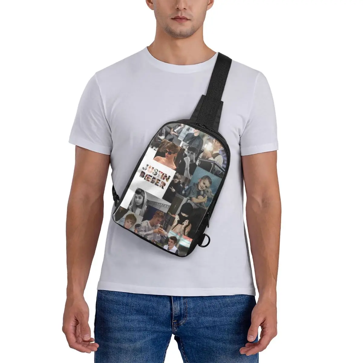 

Justin Bieber Collages Chest Bag Crossbody Backpack Sling Shoulder Bag For Men Traveling Hiking Daypack