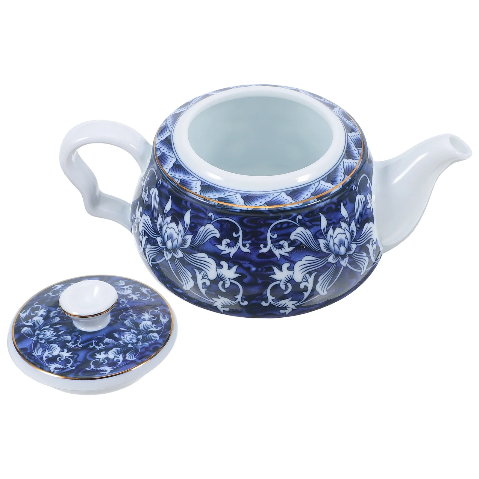 

Ceramic Tea Kettle Vintage Style Solid Ceramic Material High Temperature Firing Built-in Filtration Hole Manual Gold Outline