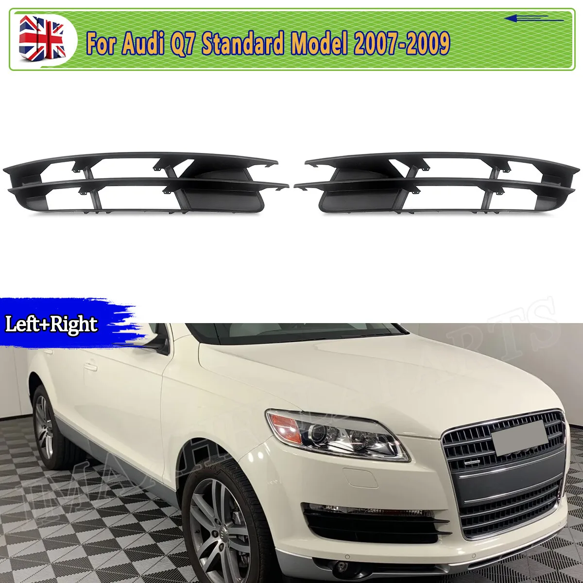 

FOG LIGHT COVER GRILLE FOR AUDI Q7 Standard Model 2007 2008 2009 BLACK FRONT BUMPER Fog Lamp Covers Grill Refit Car Accessories