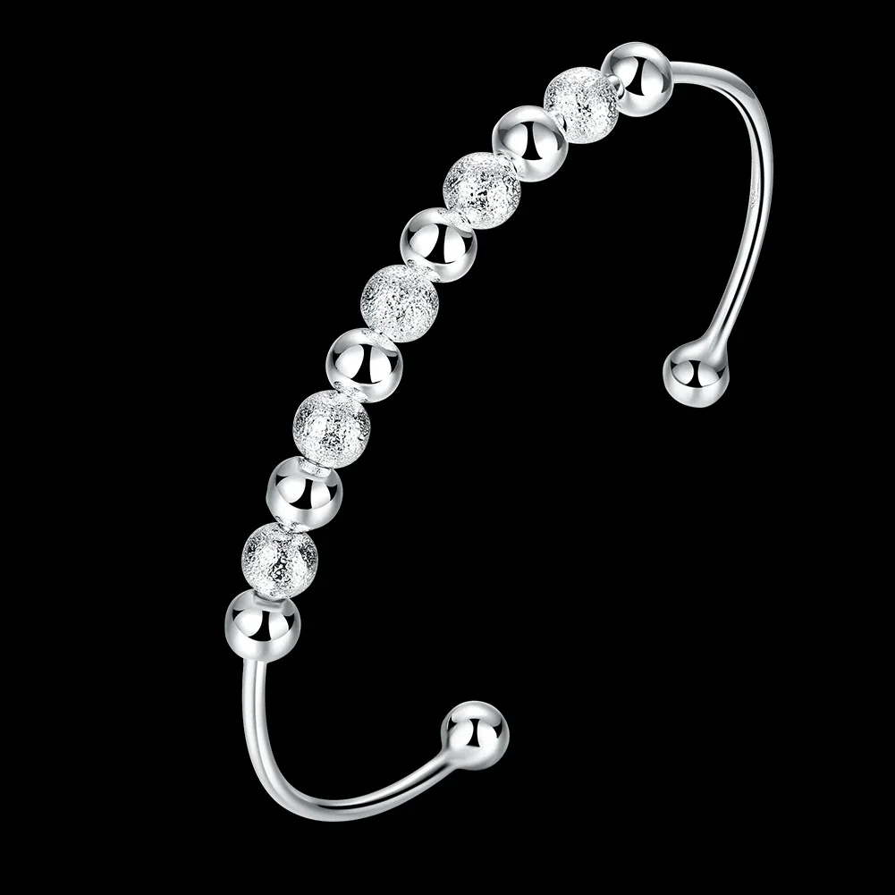 

High Quality Silver 925 Plated Jewelry Woman Fashion Female European Style Beautiful Light Sand Bead Bracelets
