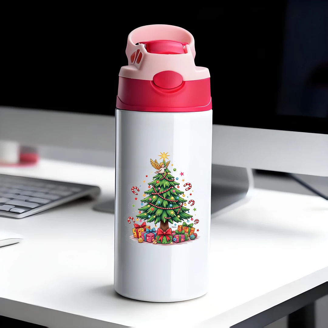 

304 Stainless Steel Insulated Cup Cartoon Christmas Tree Design Childrens Straw Cup Holiday Gift Essential Christmas Fun In
