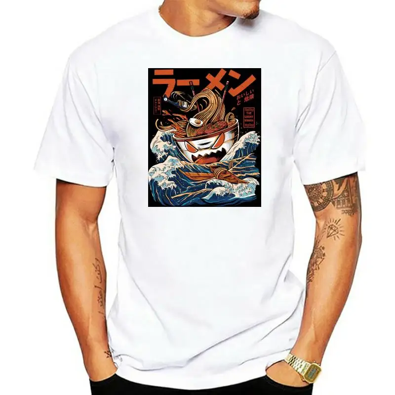 Kanagawa Wave T Shirt Angry Lamian Surfing On Great Wave High Quality Digital Print Japan Tshirt Cotton Tees