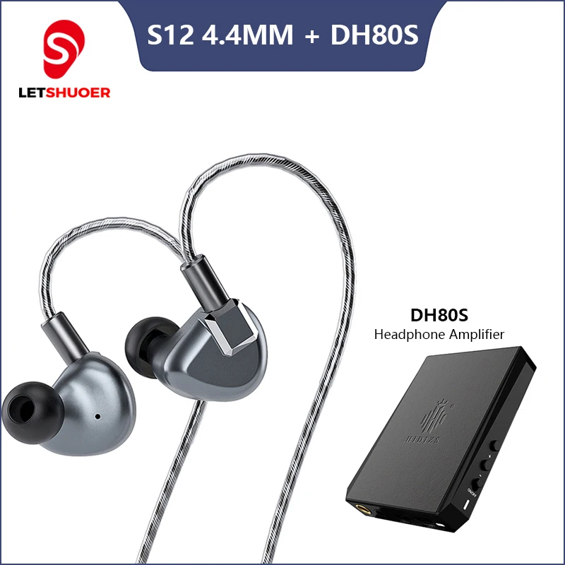 

Letshuoer S12 HIFI IEMs In-ear Wired Headphones Magnetic Driver Planar Earphones+Hidizs DH80S Mini Portable DAC AMP Amplifier