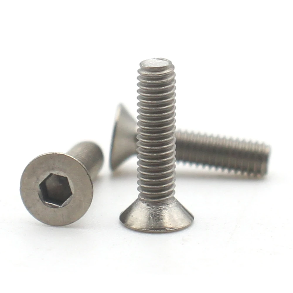 2–10 Stück M2 M2,5 M3 M4 M5 M6 M8 M10 DIN7991 TA2 Sechskant-Innensechskant aus reinem Titan mit flachem Senkkopf, Innensechskantschraube, L = 3–50 mm – Detail 10