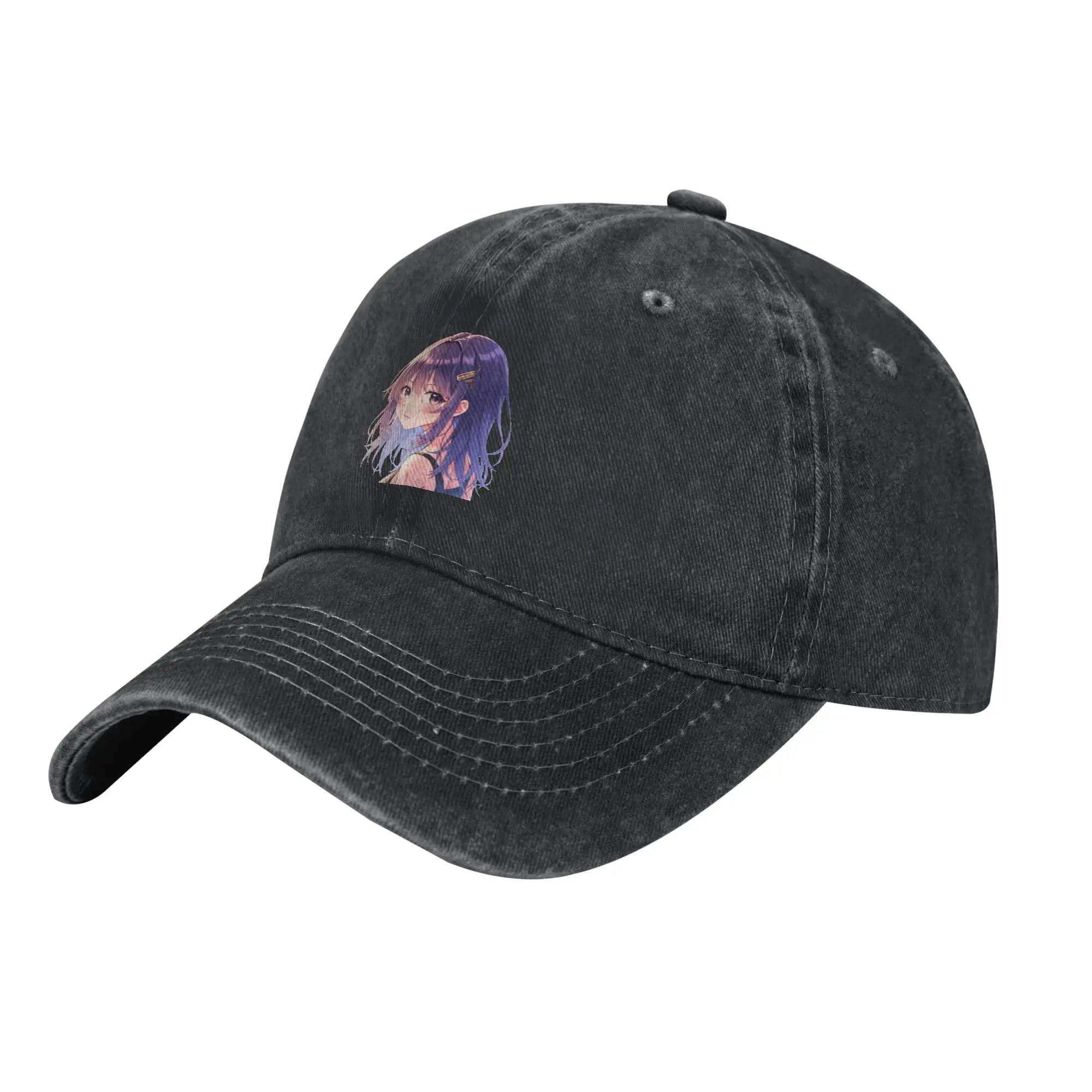 Anime art  cute girl with purple hair Fashion Baseball Cap  Trendy Gift Women Hat  Mountain Climbing Women Hat