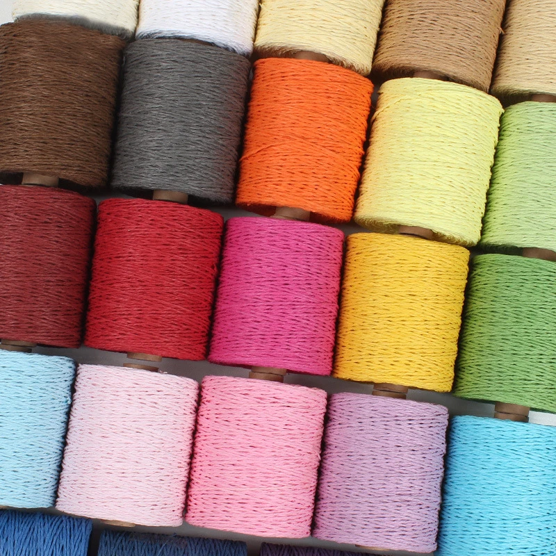 280-300M/roll Raffia Paper Knitting Yarn for DIY Woven Straw Cap Crochet Thread Hand Knit Hat Handbag Sewing Accessories