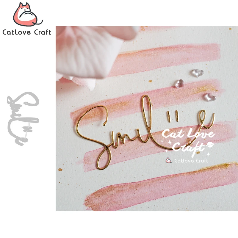 Catlove ابتسامة كلمة المعادن قطع يموت سكرابوكينغ قالب سكين Stencil يموت قطع بطاقة صنع Craft بها بنفسك الحرفية النقش جديد يموت ل