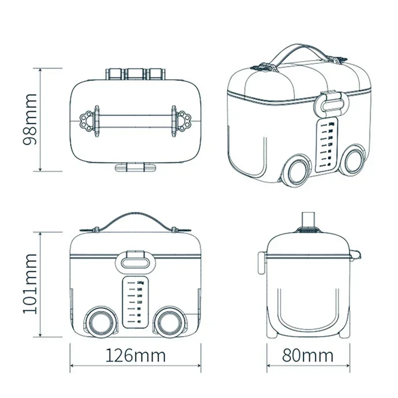 Dispensador de fórmula de leite em pó portátil, recipiente de alimentos, caixas de alimentação para bebês, crianças pequenas, grade, caixa de armazenamento de alimentos para bebês