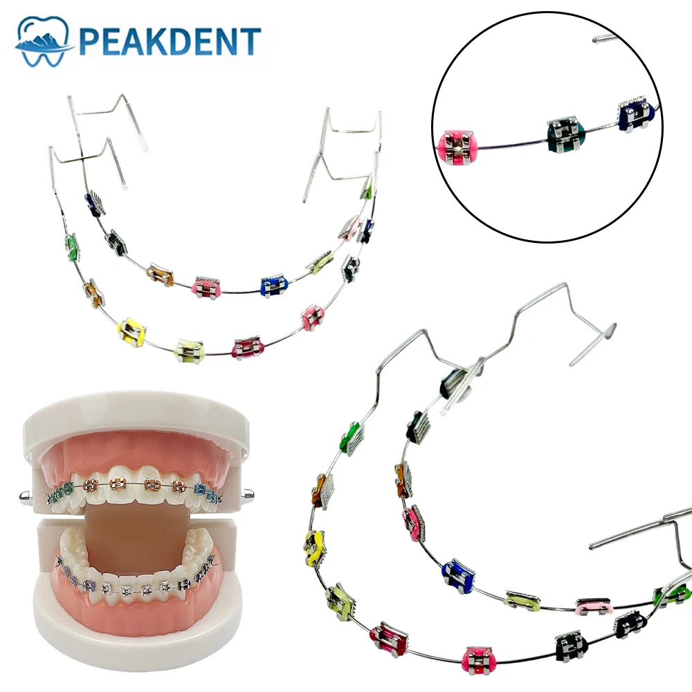 

1 Pair Dental Fake Braces Colorful Braces Temporary Tooth Decoration With Metal Wires Metal Bracket Orthodontic Ligature Ties
