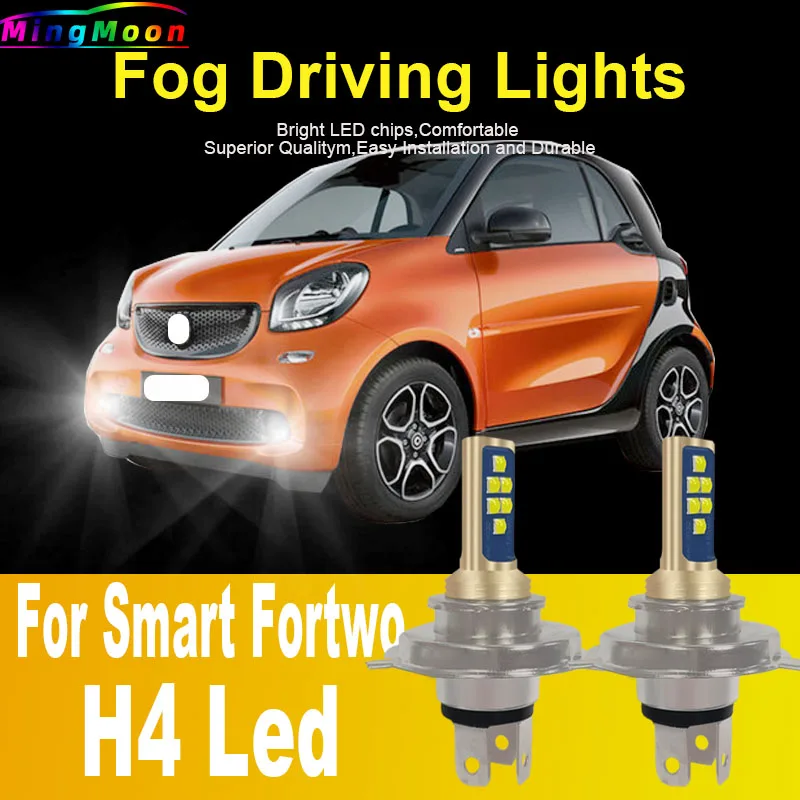 H4 HB2 9003 Led Headlight Canbus No Error Car Bulb High Power White Fog Light Diode Lamp 12v 55w For Smart Fortwo 453 2014~2023
