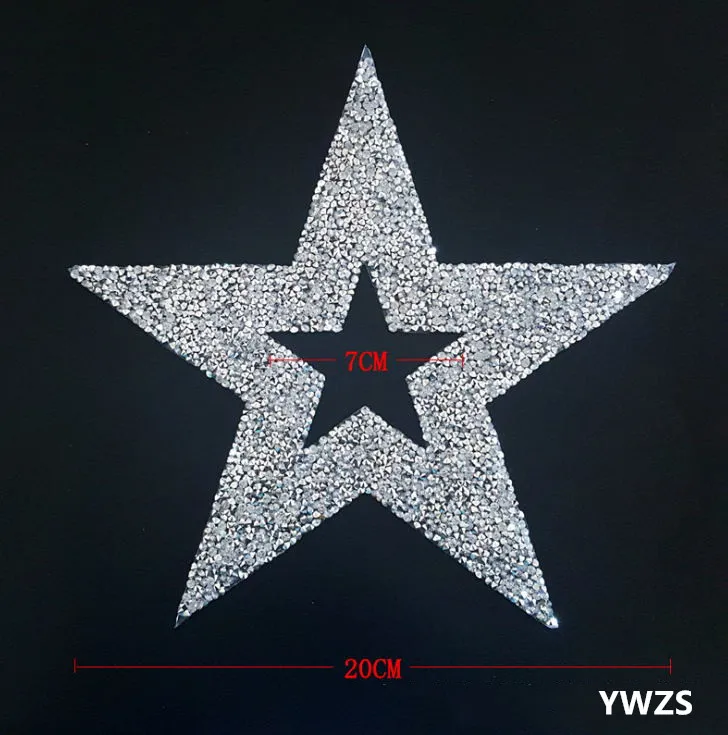 New arrival 20 pcs Star Rhinestones iron on patches DIY Hotfix Motif Applique garment bag patch bag decor accessory