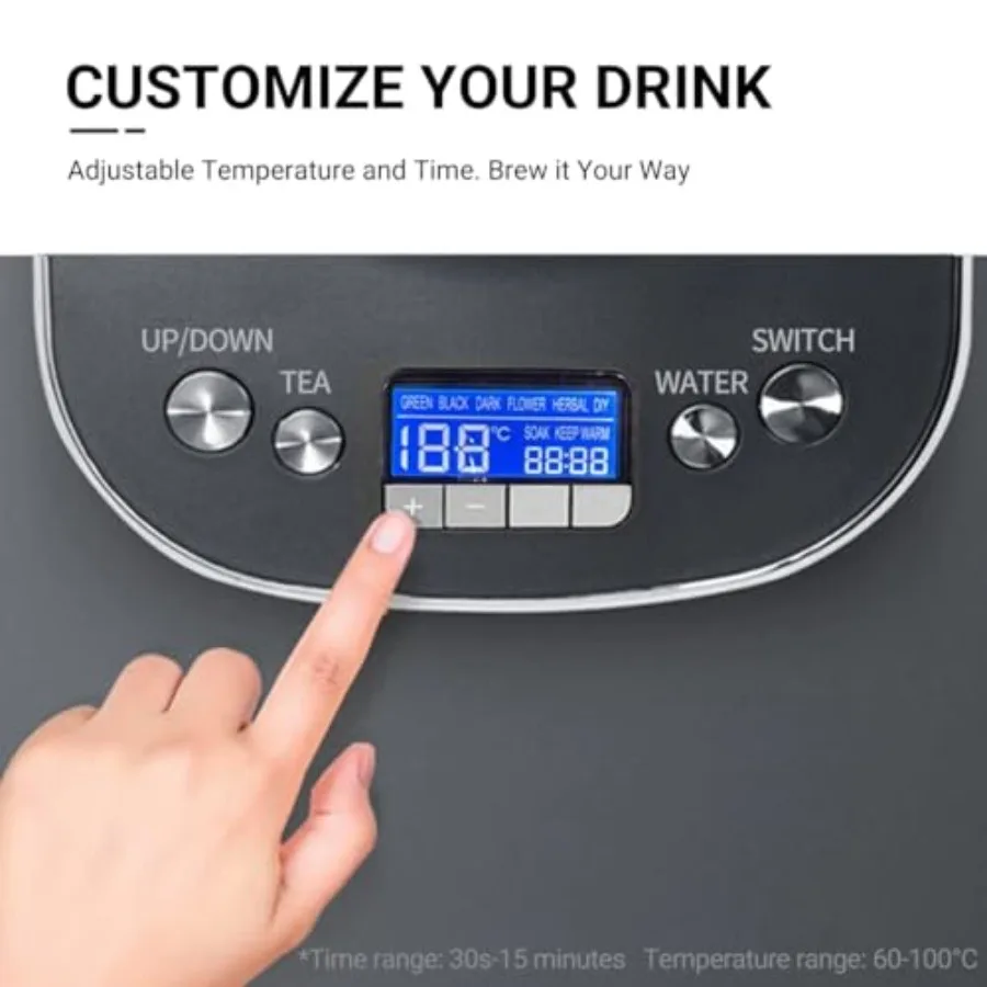ماكينة صنع الشاي الساخن غلاية كهربائية زجاجية مع مصفاة شاي رفع تلقائي وتحكم في درجة الحرارة 1.7 لتر JD-ZC6088G