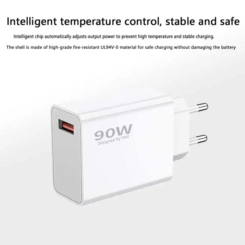 Nowa ładowarka USB typu C o mocy 90 W, szybkie ładowanie, kabel do transmisji danych, adapter ładowarki USB do telefonu, adapter z wtyczką EU do Xiaomi — zdjęcie produktu 5