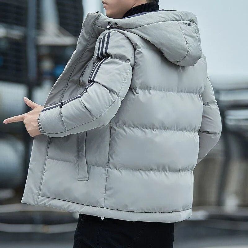 Winter New Man Cotton-Padded Clothes Male Fashion Hooded Thicken Warm Short Outwear Korean Style Large Size Casual Outcoat