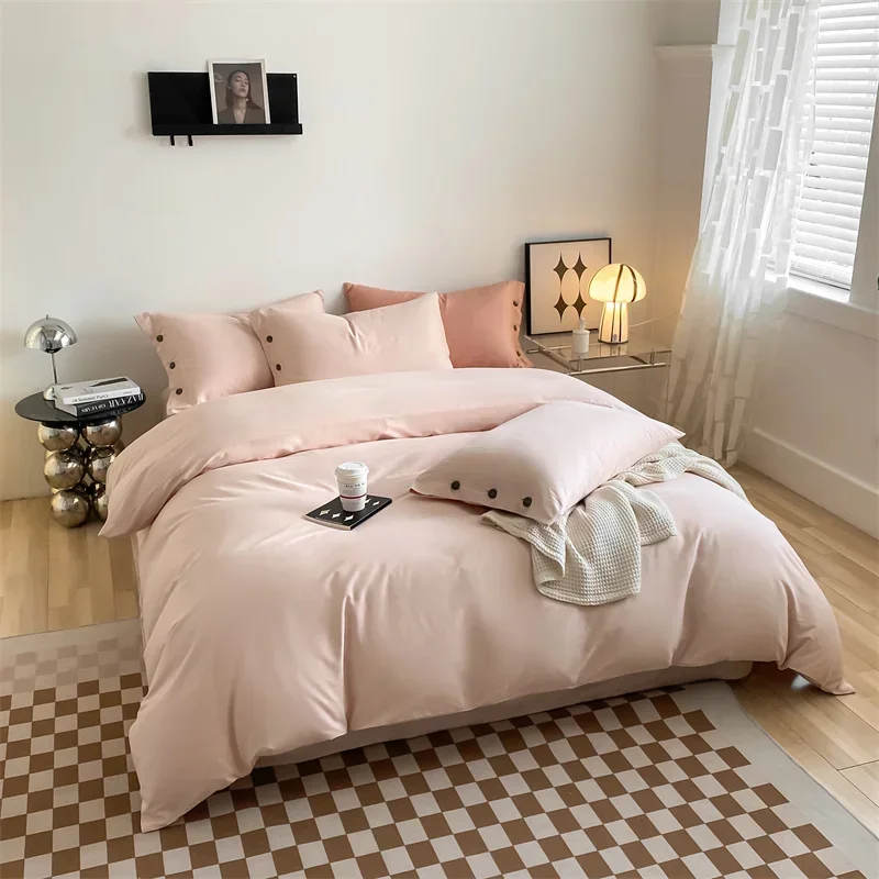 Luxury Egyptian Cotton Bedding Set Duvet Cover Flat/Fitted Sheet With Pillowcase Bed Linen Full Queen King Size Soild Color 2023