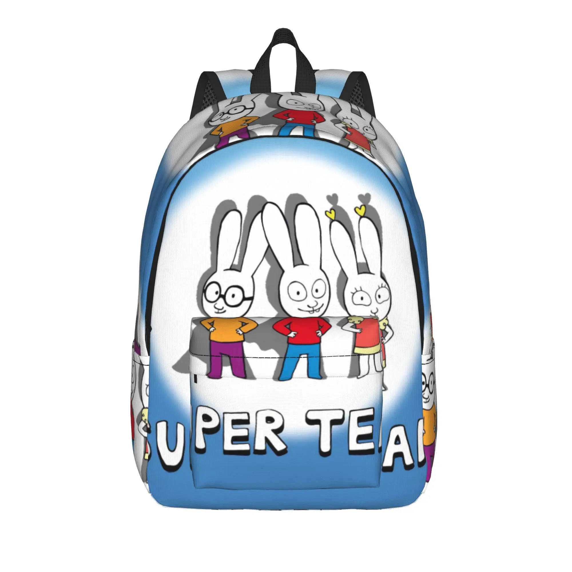 Simon Super Rabbit Casual Backpack with Pocket High School Work  Daypack for Men Women Laptop Canvas Bags