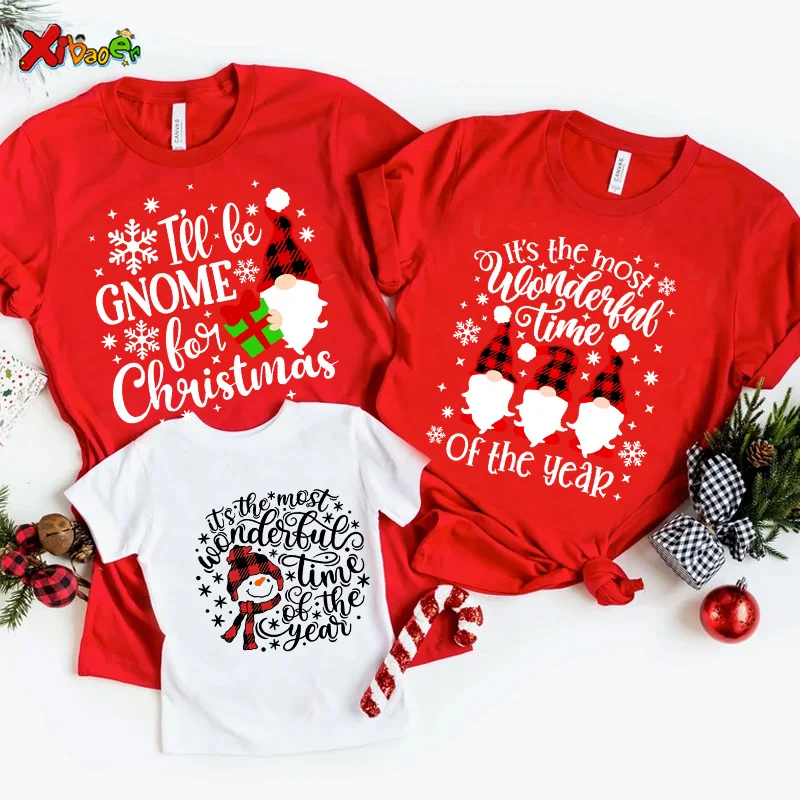 

Merry Christmas Family Matching Clothes Daddy Mommy Daughter Son Kid Baby T-shirt Christmas Family Gift Red Short Sleeve Shirt