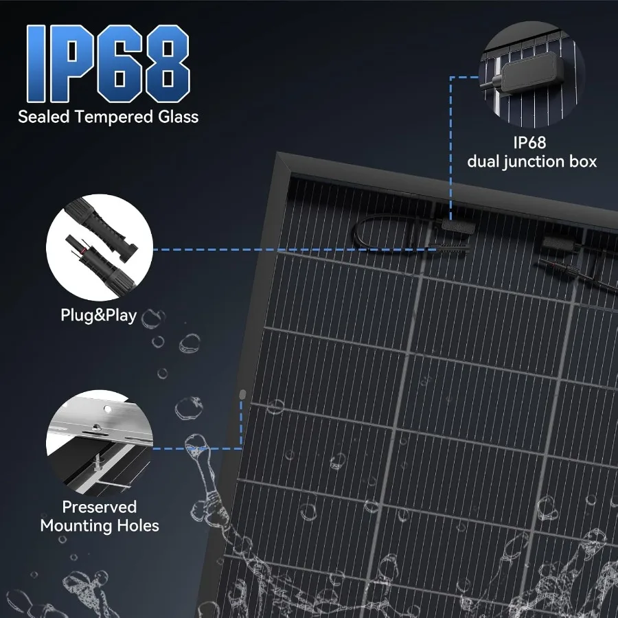 لوحة طاقة شمسية ثنائية الوجه 300 وات NType 18BB 25 خلية شمسية أحادية البلورية عالية الكفاءة خارج الشبكة طاقة كهروضوئية للمنزل على السطح RV Ca #6