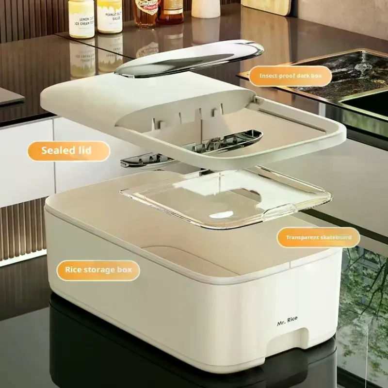 10KG Rice Storage Box Home With Lid Insect Proof Moisture Proof Rice Box Grain Sealed Jar Kitchen Container Storing Dry Grain