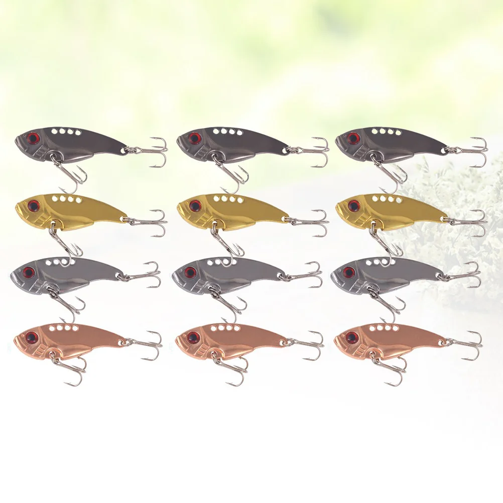 8pcs Metal Bait Creative Fishing Lures Freshwater Hard Bait Fishing Lures Fishing Supplies(Black, Golden, Silver and Rose Gold,