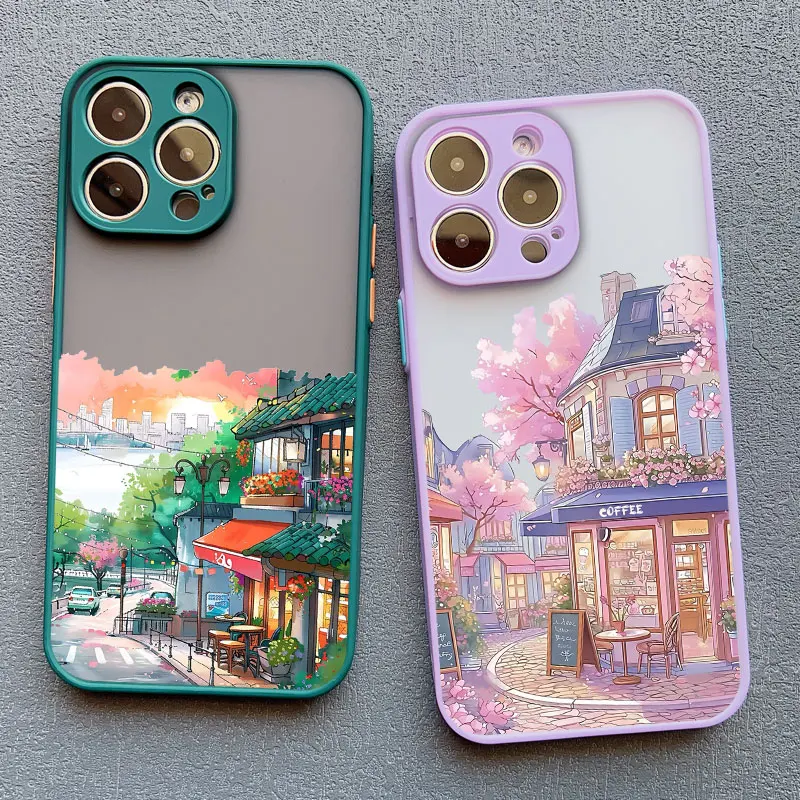 Feine Cartoon-Lila-Straßenlandschaft Handyhülle für iPhone 17 16 Pro Max Plus 15 14 13 12 11 Pro Max Mini XR XS X 7 8 Plus Rückseite – Detail 11
