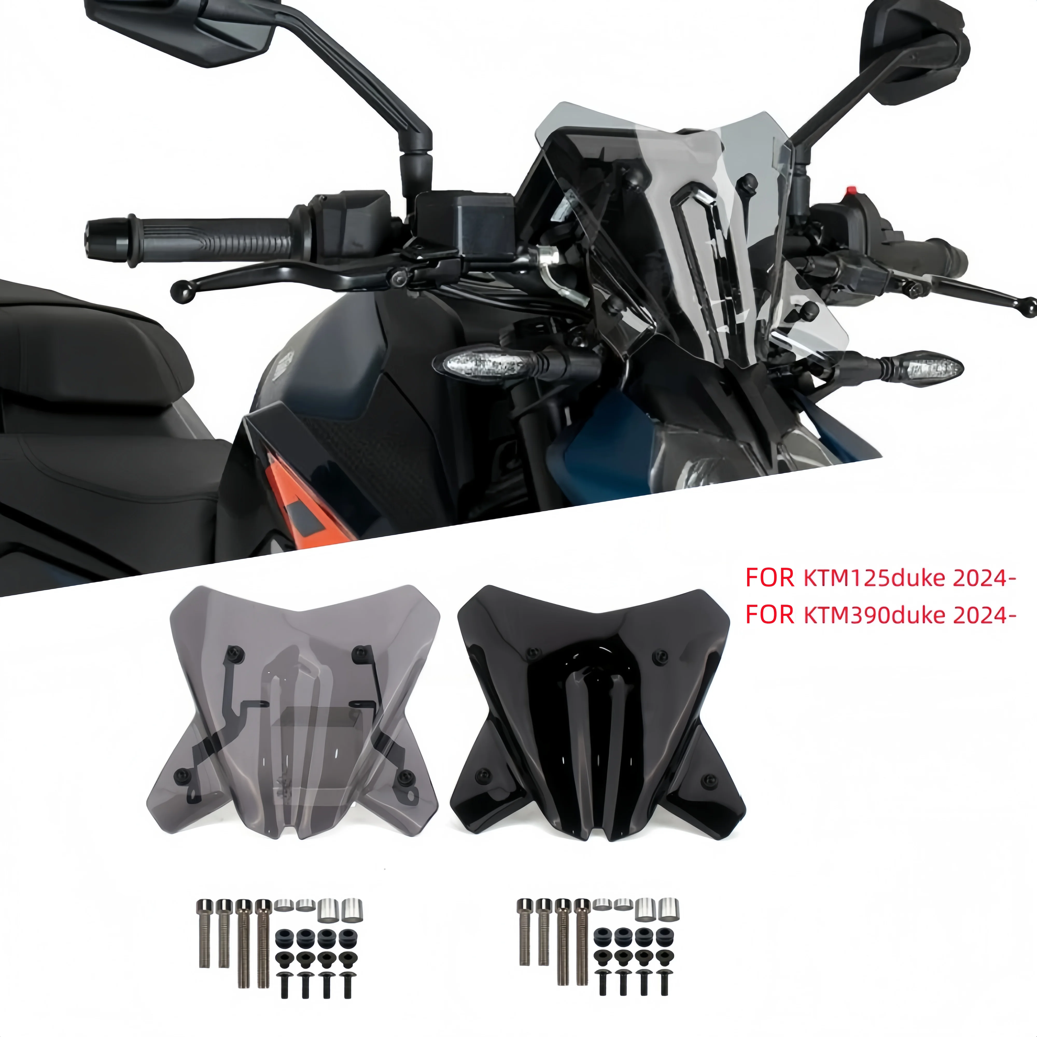 

Fits For duke390 duke125 Duke 125 390 DUKE 2024 2025 Motorcycle Accessories Touring Windshield Visor Windscreen Deflector