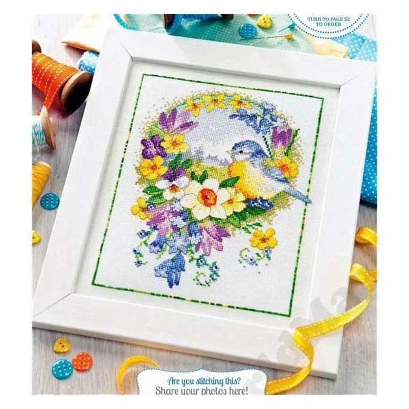 The cross-stitch set 28CT, 18CT, 14CT and 11CT can be selected as the hand-made material pack of printed fabric saga Spring Bird