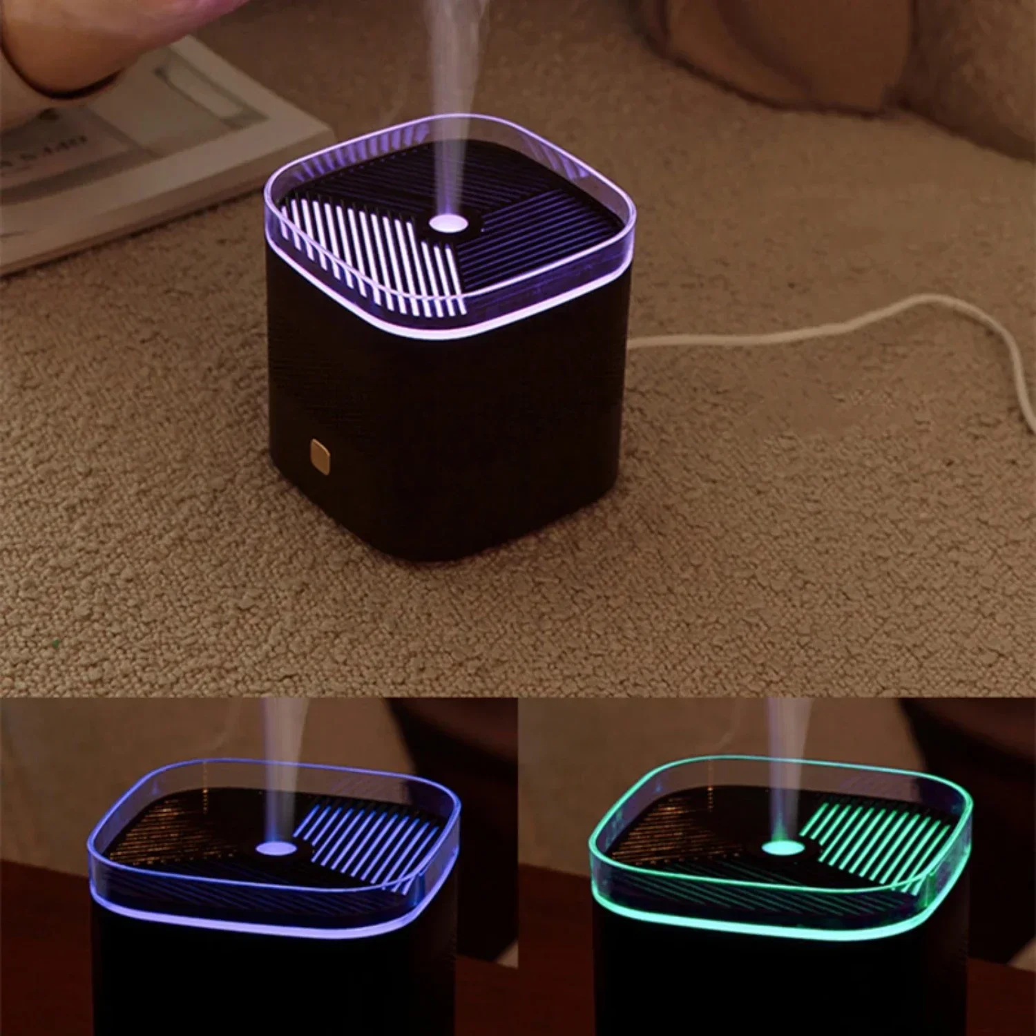 Mini humidificador de aire ultrasónico para oficina, difusor de aceites esenciales y máquina de fragancias con luz LED, USB, 200ml