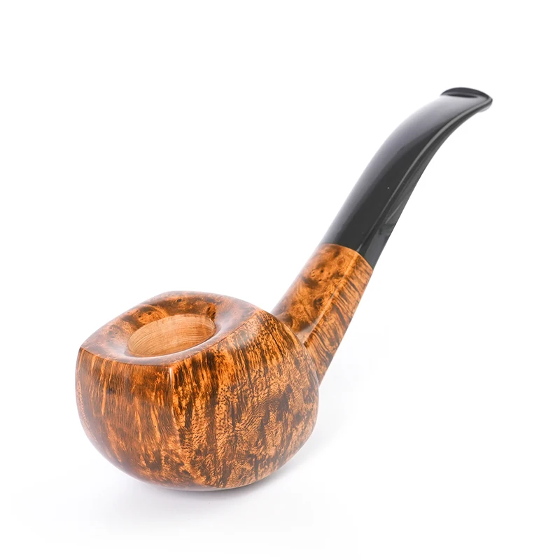 ((Briar)) Wood tobacco pipe Hand-carved curved handle Freestyle solid wood handle Vulcanized rubber handle 3mm pipe channel