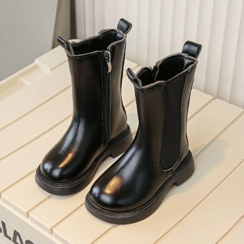 

2026 Autumn Winter Kids Short Boots Fleece Lined Warm Slip Resistant Design Girls Trendy Ankle Boots with Anti Slip Soles