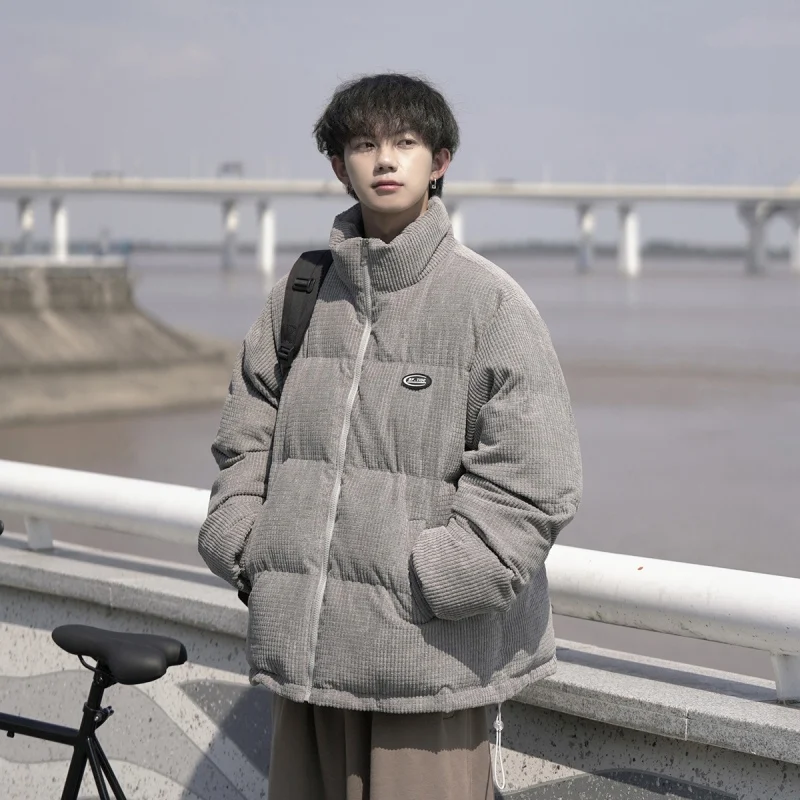 

Мужская зимняя утепленная хлопковая куртка в американском ретро-стиле, свободная вельветовая куртка с наполнителем из хлопка, теплая молодежная повседневная модная модель