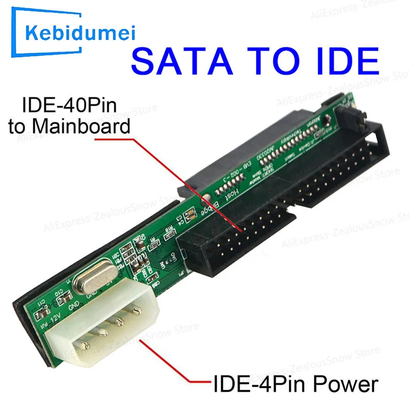 KEBIDUMEI SATA to IDE Adapter Converter 2.5 SATA Female to 3.5 Inch IDE Male 40 Pin Port Support ATA 133 100 HDD CD DVD Serial