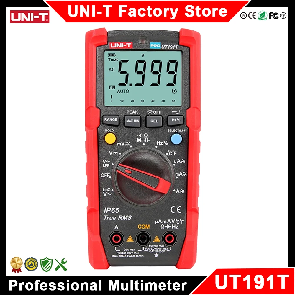 UNI-T UT191T Pro Multimeter Analog Digital True RMS Current Voltage Hz Diode LoZ ACV Peak Professional Electrical Multi Meter