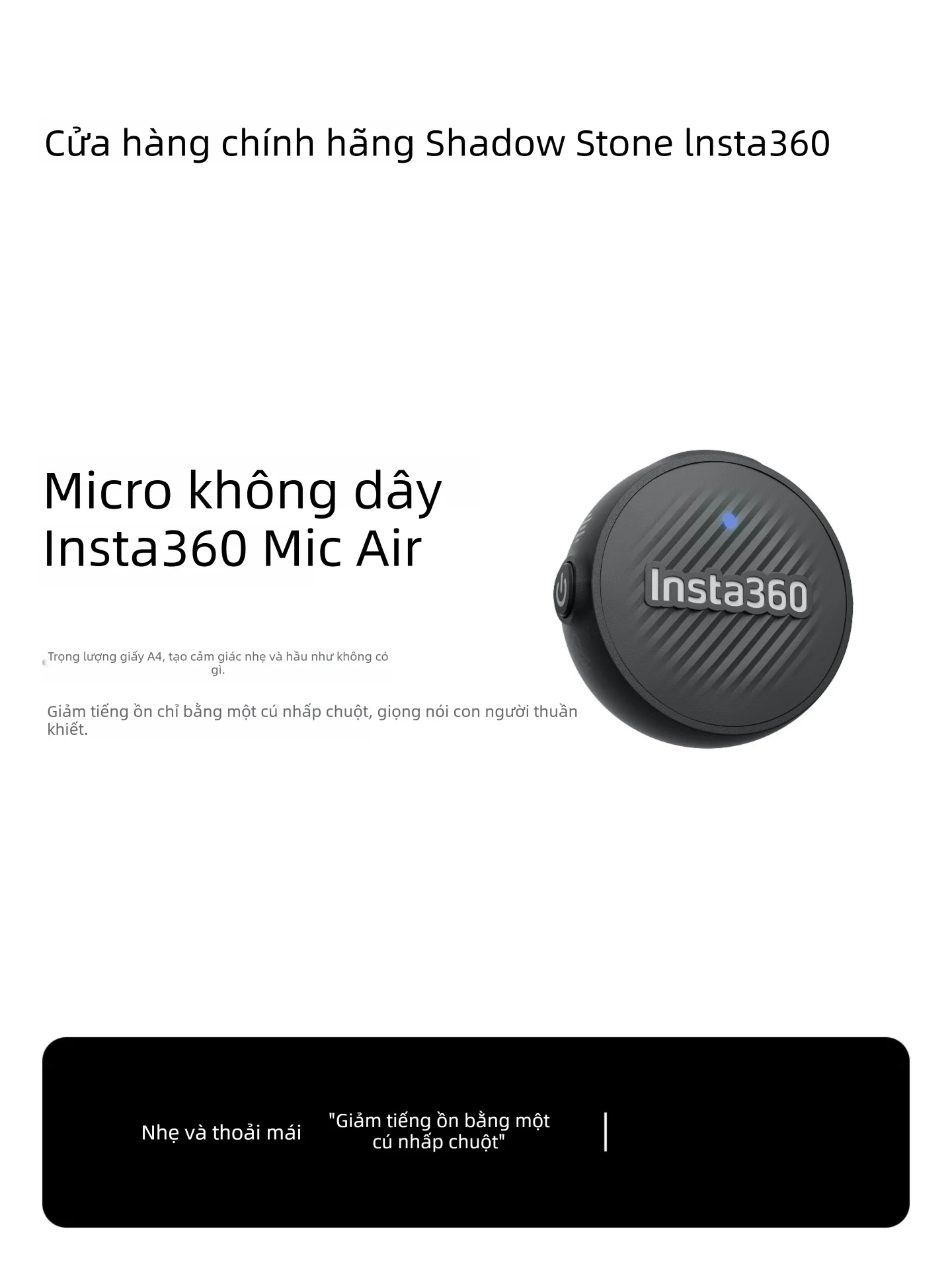 Insta360 | Micrô Không Dây Giảm Ồn Kẹp Mini
