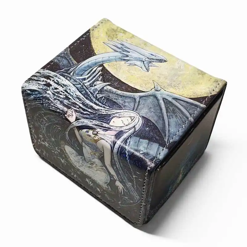

Yu-Gi-Oh! Blue-Eyes White Dragon Girl Card Storage Box High-End Leather Pu Card Box OPCG WS PTCG Magnetic Card Storage Box