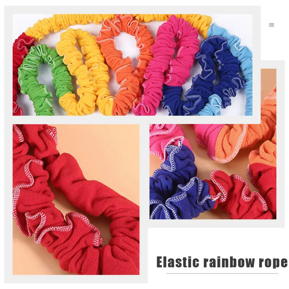 1Pcs Elastic Rainbow Pull Ring Super Elastic Thick Double Tension Rope Outdoor Stretch Rope Multiplayer Running Training