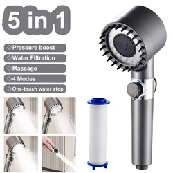 Pommeau de douche pressurisé avec filtre, économie d'eau réglable, haute pression, 4 modes, HOÉnergie, nouveau