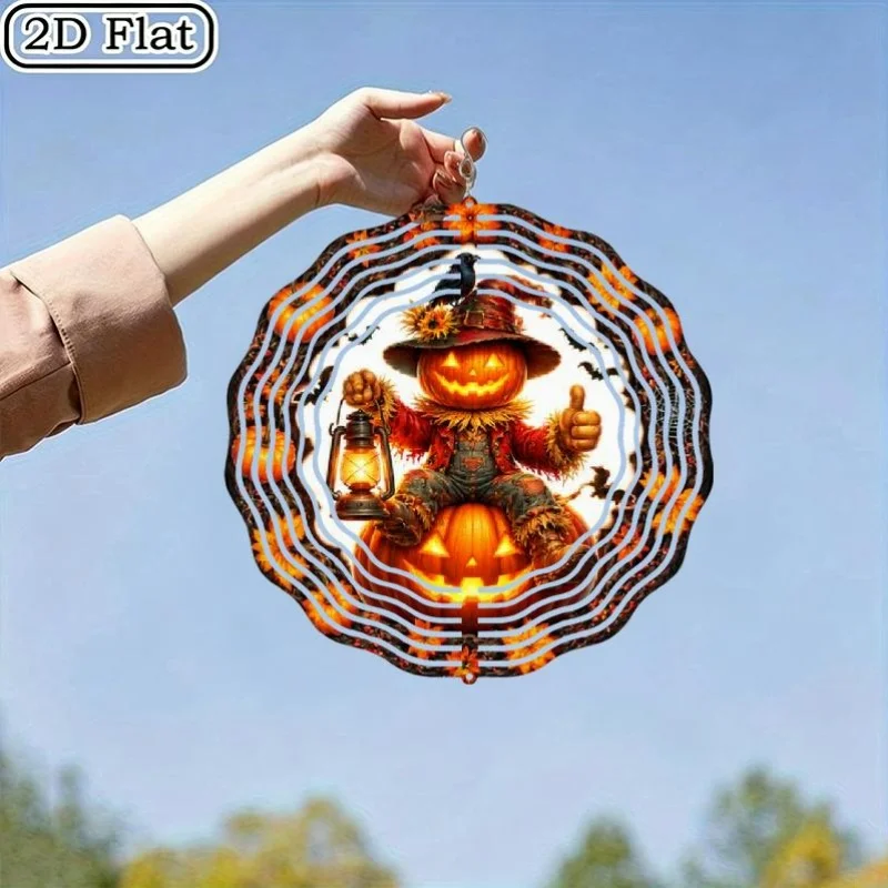 CIFBUY Halloween Pumpkin Scarecrow Wind Spinner Metal Hanging Wind Chime Outdoor Garden Yard Patio Decoration