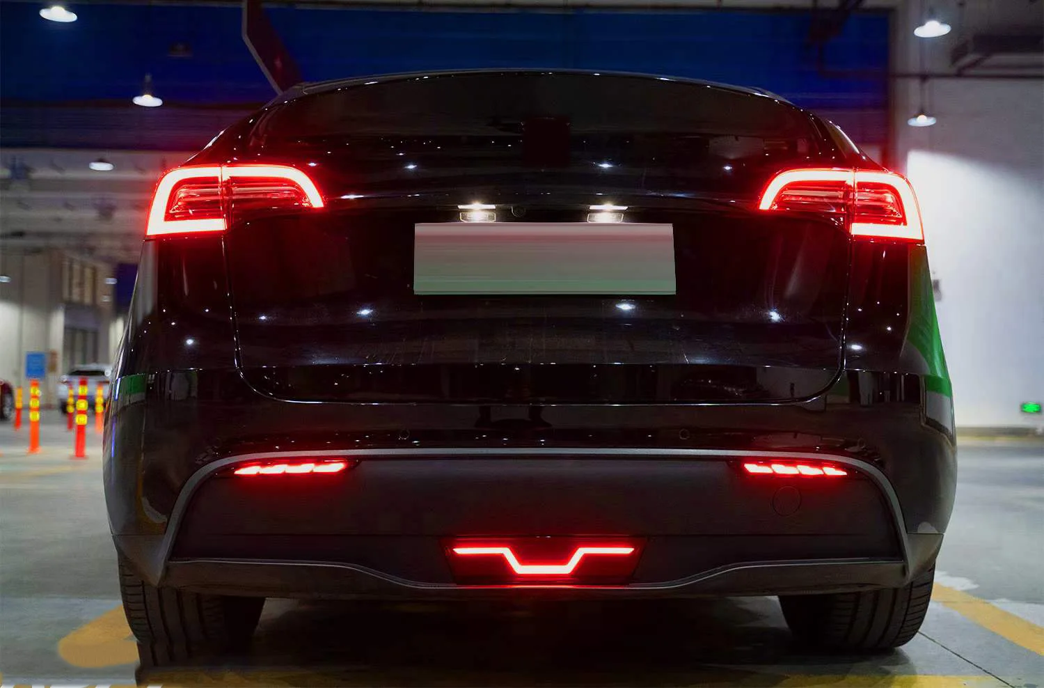 For 2021-2023 Tesla model Y add rear diffuser LED DRL with reversing light and classic style LED DRL navigation light