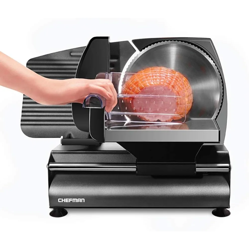 Chefman Electric Deli Slicer With Adjustable Slices, Stainless Steel Blades, Safe Feet - For Ham, Cheese, Bread, Fruit & Veggies