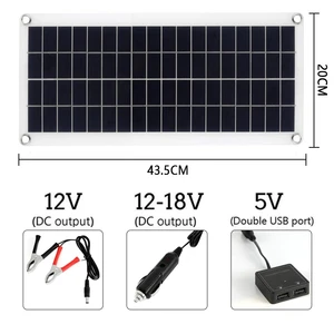 150W 300W Solar Panel Kit, 12 -V -Ladebatterie mit 30A 60A -Steuermodul, 2 USB 6 Hauptverkaufsgremium Fan 150 Digital - №3