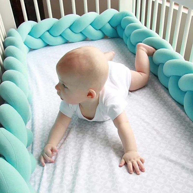 1.5M Handmade Woven Bed Surround Extra Thick Crib Long Fried Dough Twists Edge Anti Collision Strip Protector