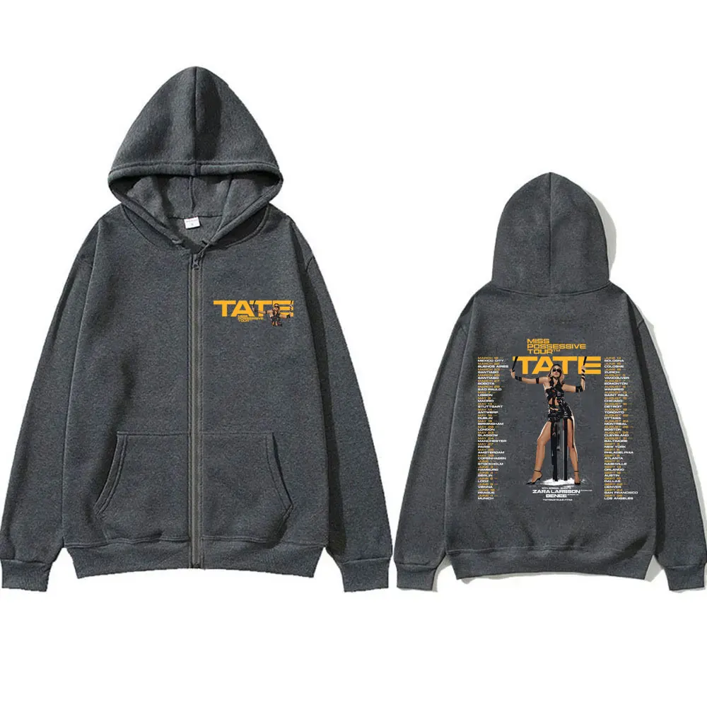 Tate McRae 2025 Concert Zipper Hoodie So Close To What Album Miss Possessive Tour 2025 Jacket Men Women Oversized Zip Up Hoodies