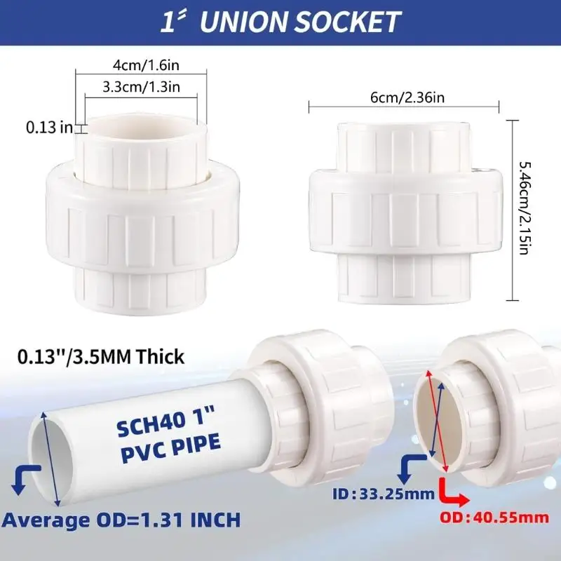 10 Pieces 1 Inch Sturdy PVC Pipe Fittings Socket to Socket for Easy Installation In Water Supply Systems Daily Use