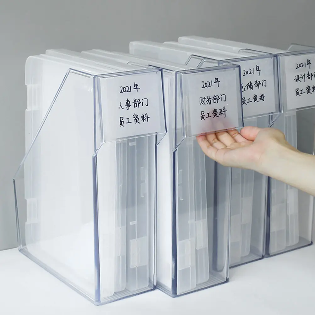 1Set Clear Acrylic File Storage Racks Sturdy Desktop Book Holder Office Desktop Organizer Document Holder File Organizer