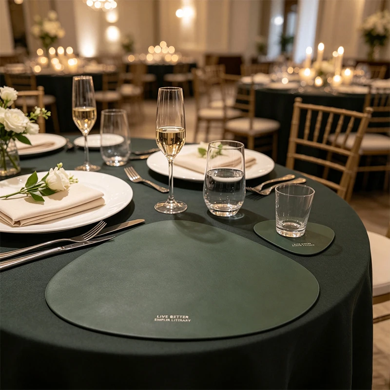 2/4/8/12pcs Irregular Waterdrop Leather Placemat with Wipe Clean Non Slip Back Free Cup Mat for Restaurant Kitchen Office Desk