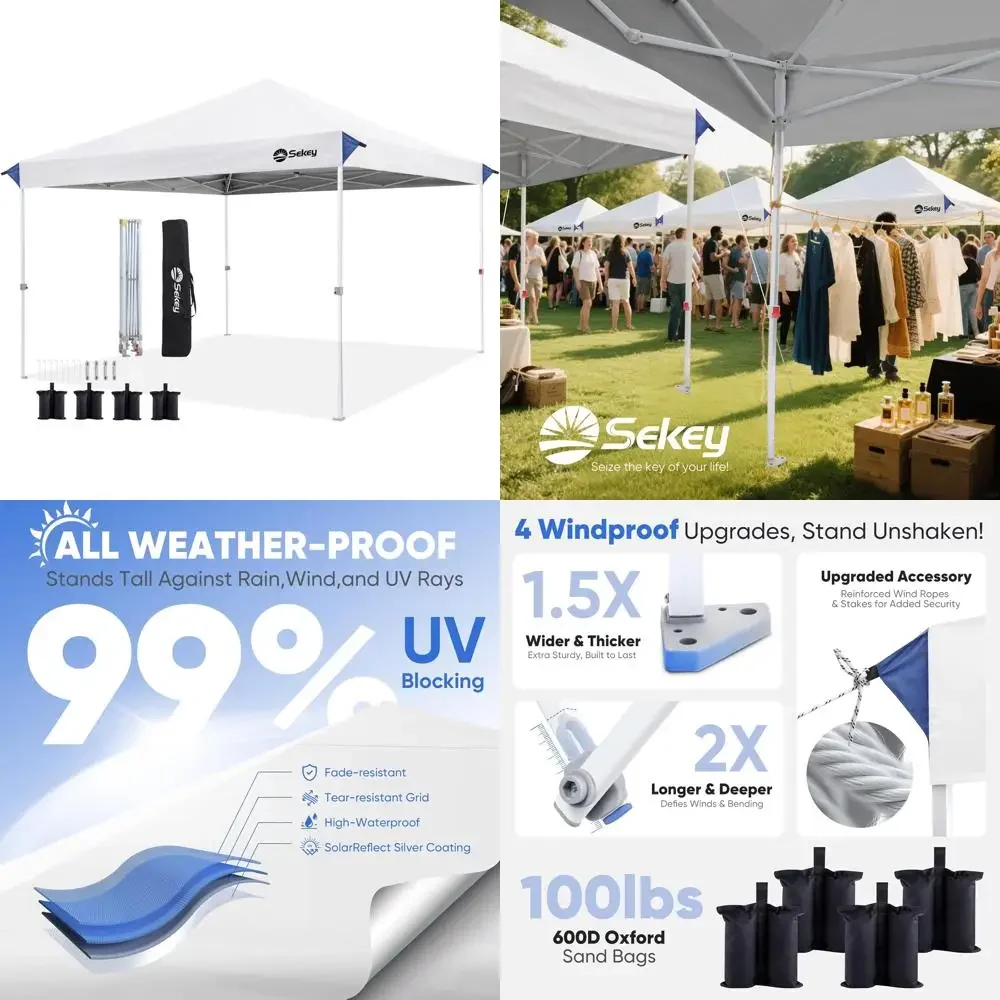 

10x10 Instant Pop Up Canopy with One-Touch Setup, 99% UV Protection, Ideal Outdoor Sun Shelter for Events and Parties