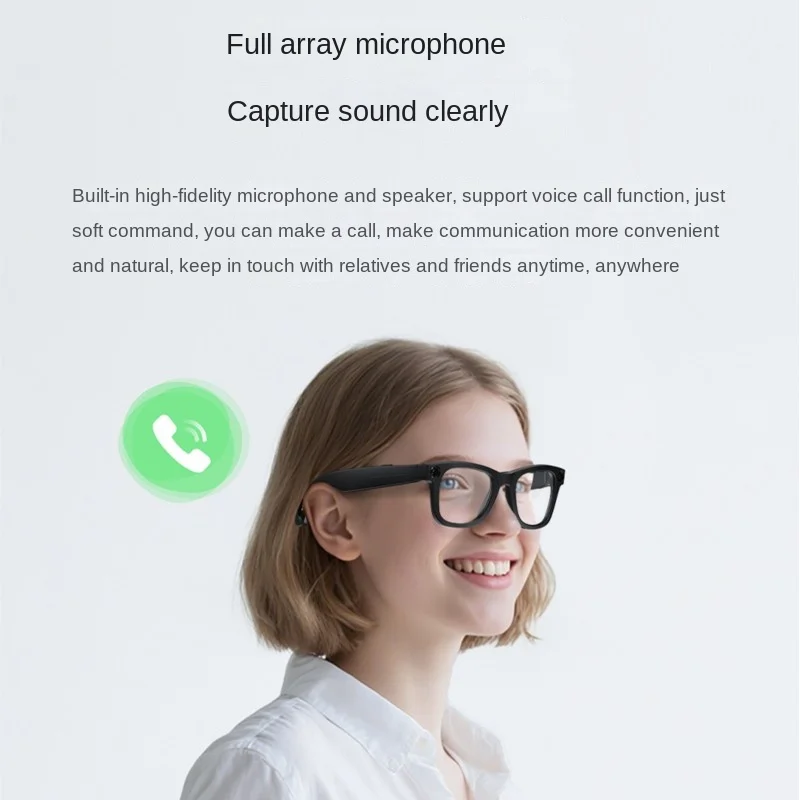 Echowear Smart Cross Border Intelligent Recognition AI Translation 800W High-definition Camera Video Recording Bluetooth Glasses